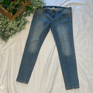 Billabong women jeans 31 10 12 seeker skinny  polka dot zipper stretch retro 90s